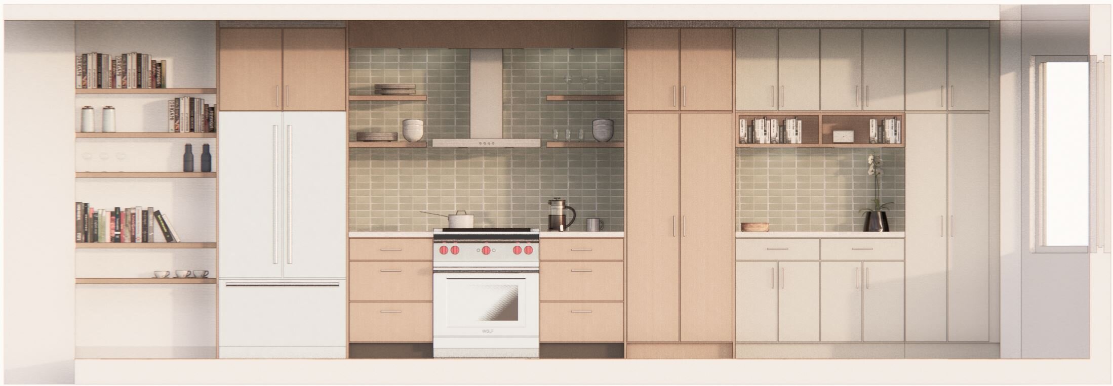 Rendered Elevation for Fitler Square Interior Renovation