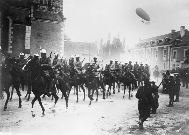 French cavalry, circa 1914. "Quite two thirds of the horses and practically all of the mules used in the British Army in France and the other theatres of war come from the American continent... What we should have done had not North America's vast contribution to the world's war horse supply been a real fact, goodness knows..." – Capt. Sidney Galtrey, author, "The Horse and the War"
