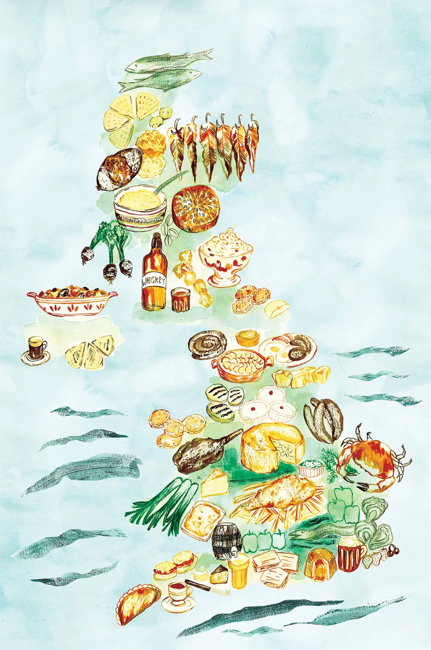 Food map of the UK - Double page commission for Women's Health UK magazine