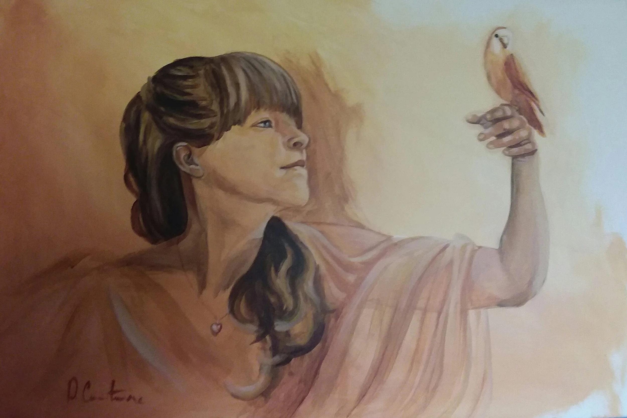 24 x 48 x 2 Acrylic Portrait, “Anne with Jasper”