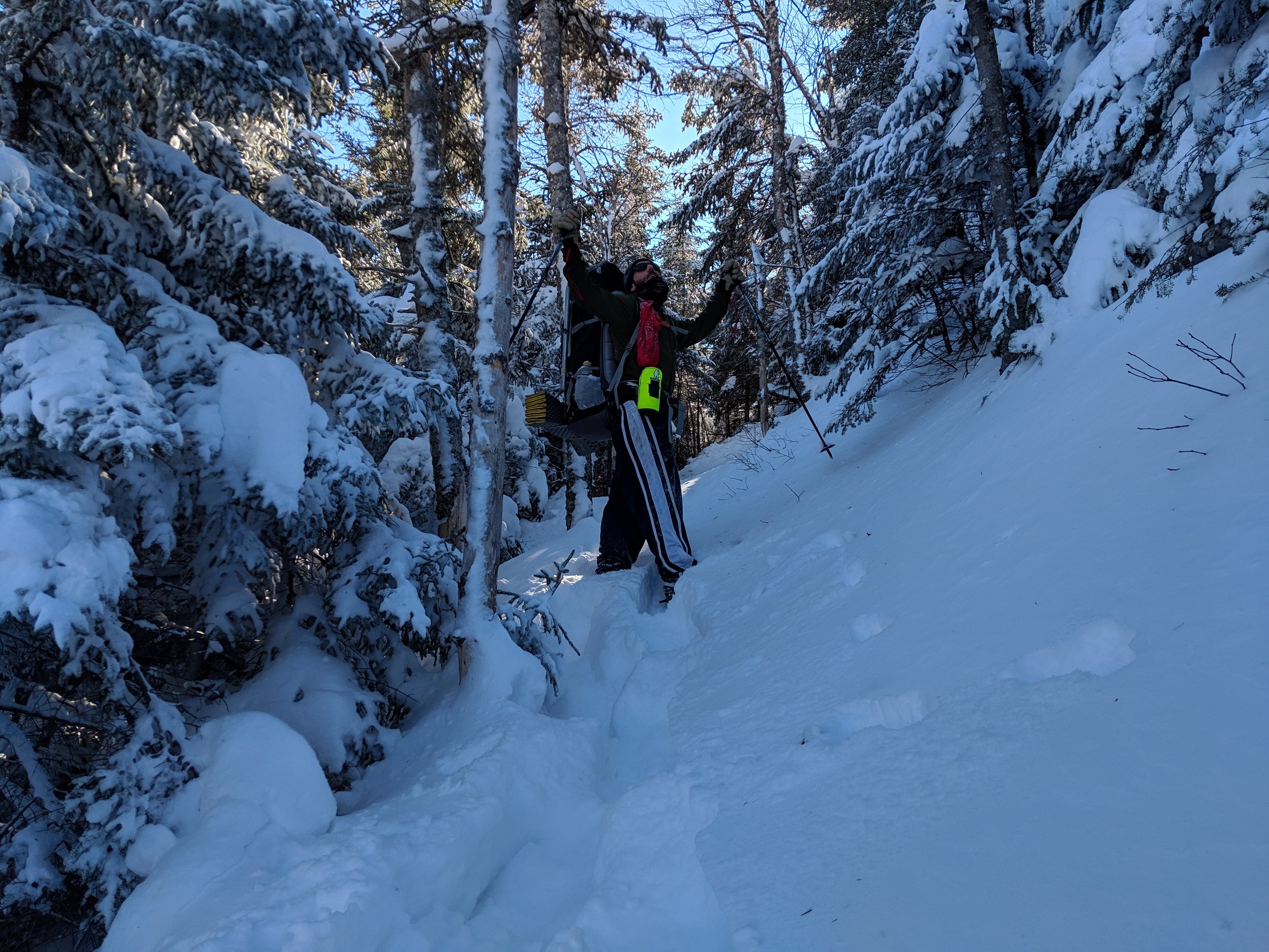 Jake being positive among the alpine trudgery
