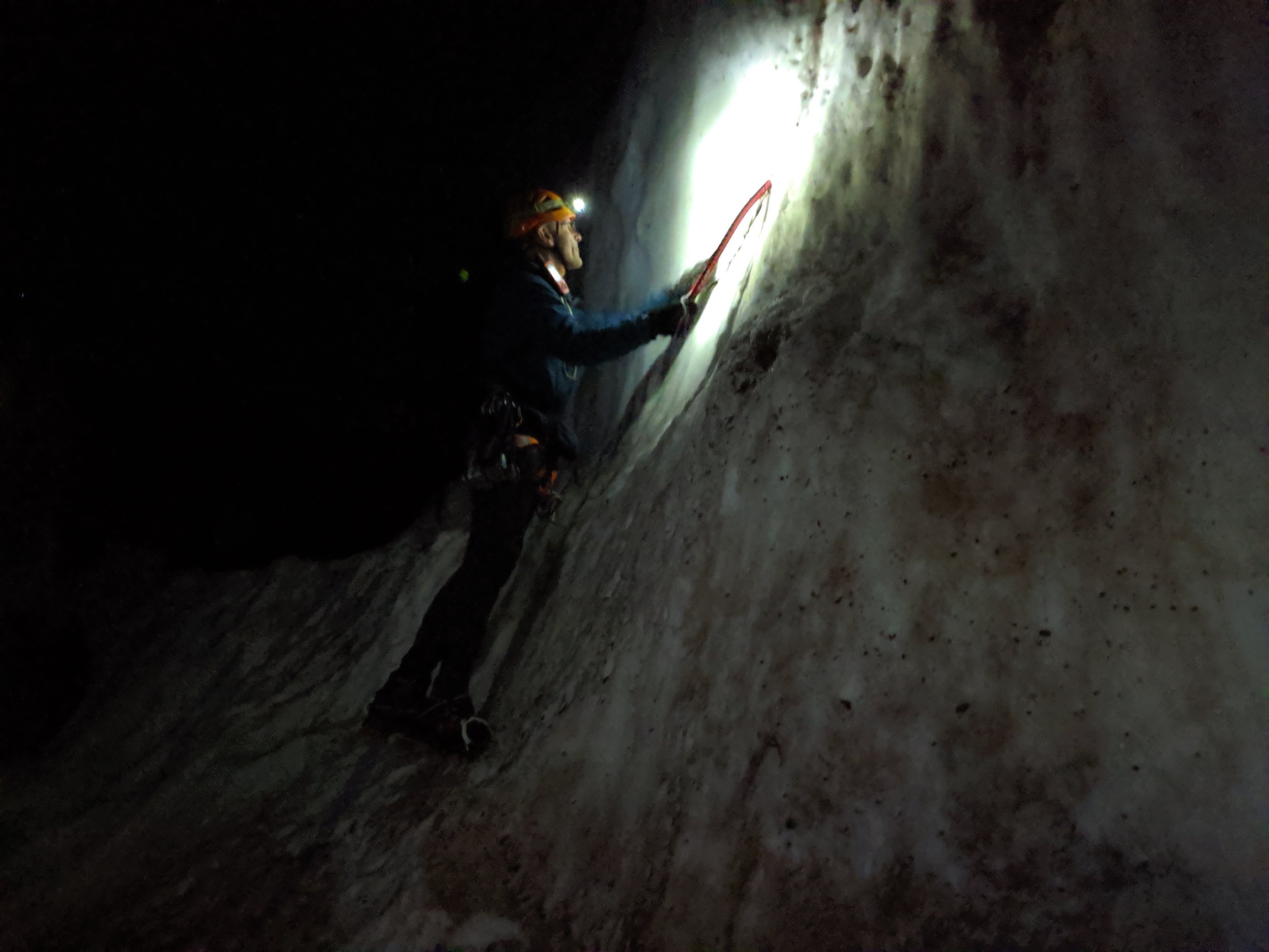 Double tool, or better yet, ice axe time.