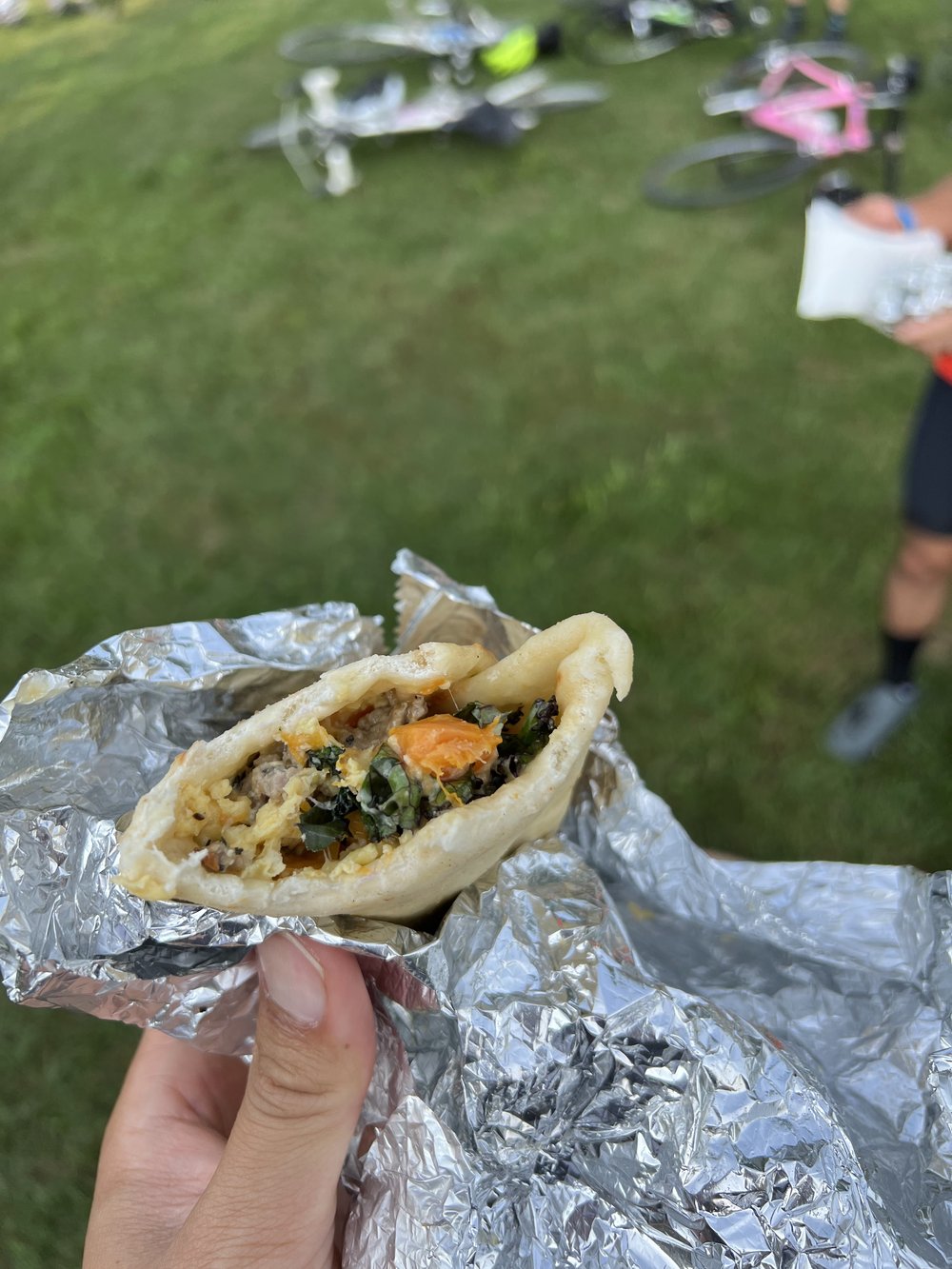  one of the delicious food vendors, naan breakfast wrap 