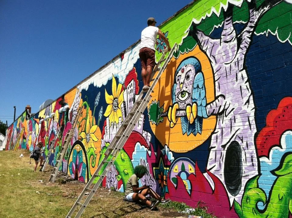 Laundromat Mural- Clean & Bright- Progress shot.JPG