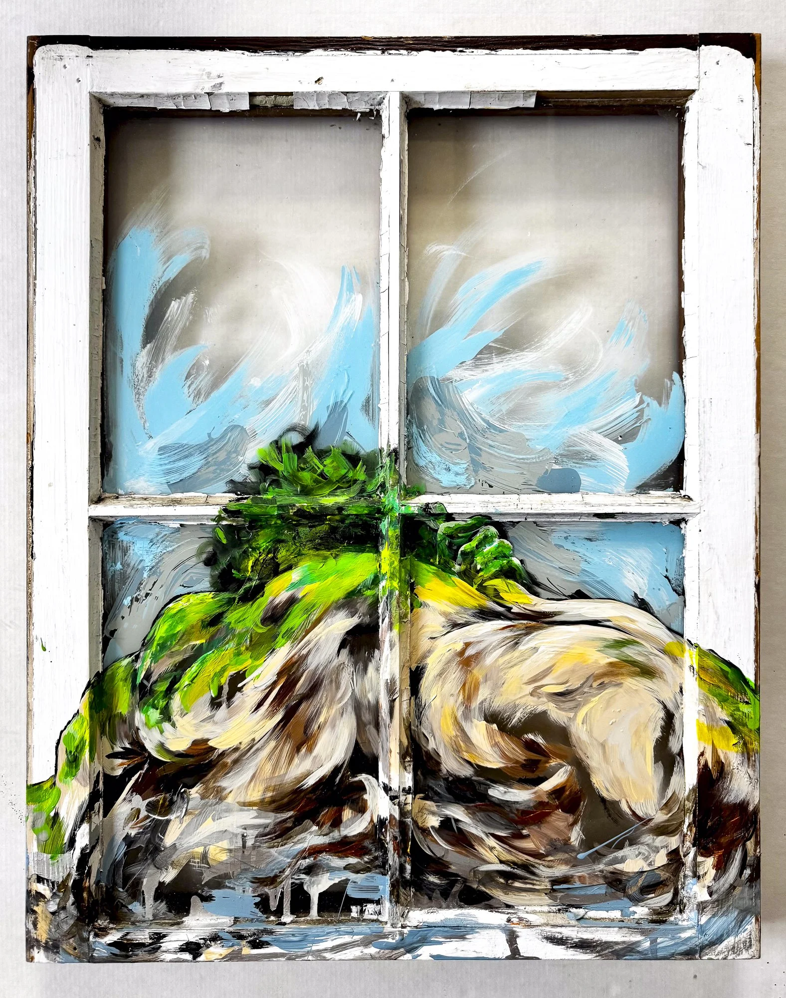 Vista 1 - Acrylic and resin on window pane 20" x 25"