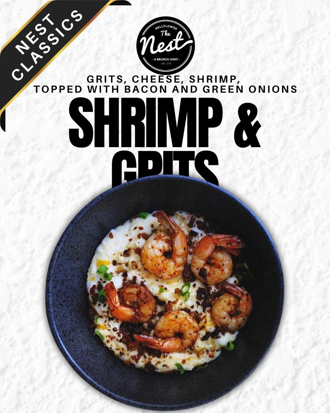 Creamy grits, seasoned shrimp, and the kind of flavor that keeps people coming back.

One bite into our Shrimp &amp; Grits and you&rsquo;ll understand why it&rsquo;s a NEST CLASSIC.

#brunch #breakfast #lakewood #norwalk #smallbusiness