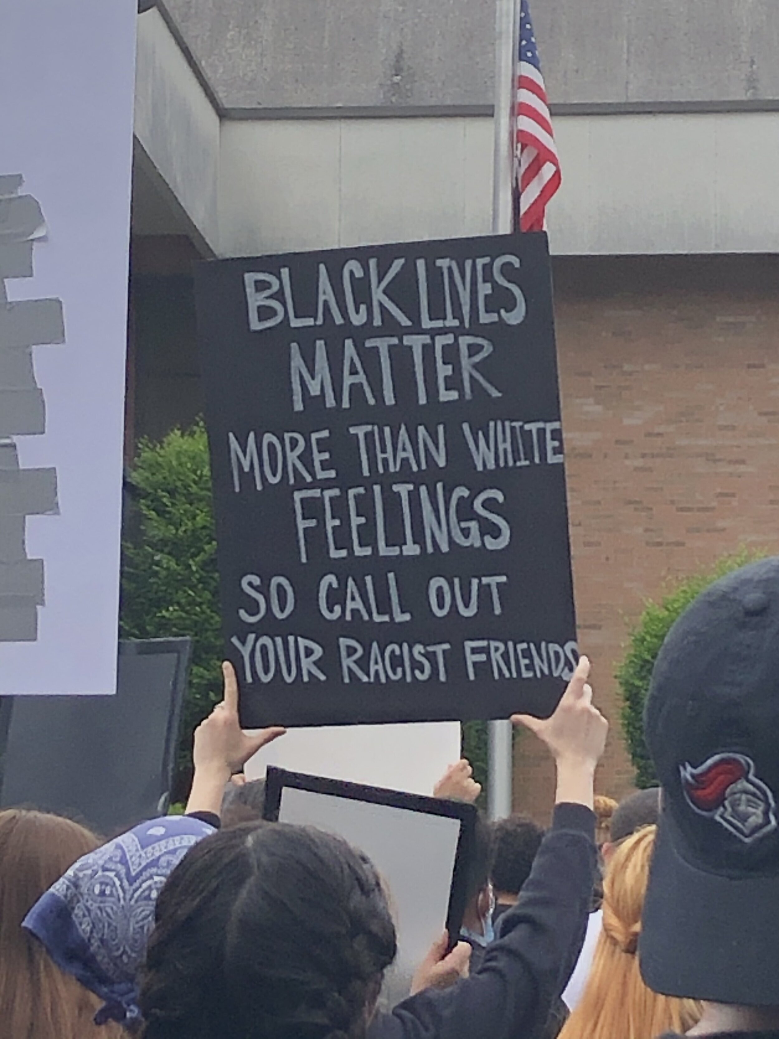  A protestor holds a Black Lives Matter sign during a rally in Clifton, New Jersey on Tuesday, June 2, 2020.  Photo by: Gab Varano  