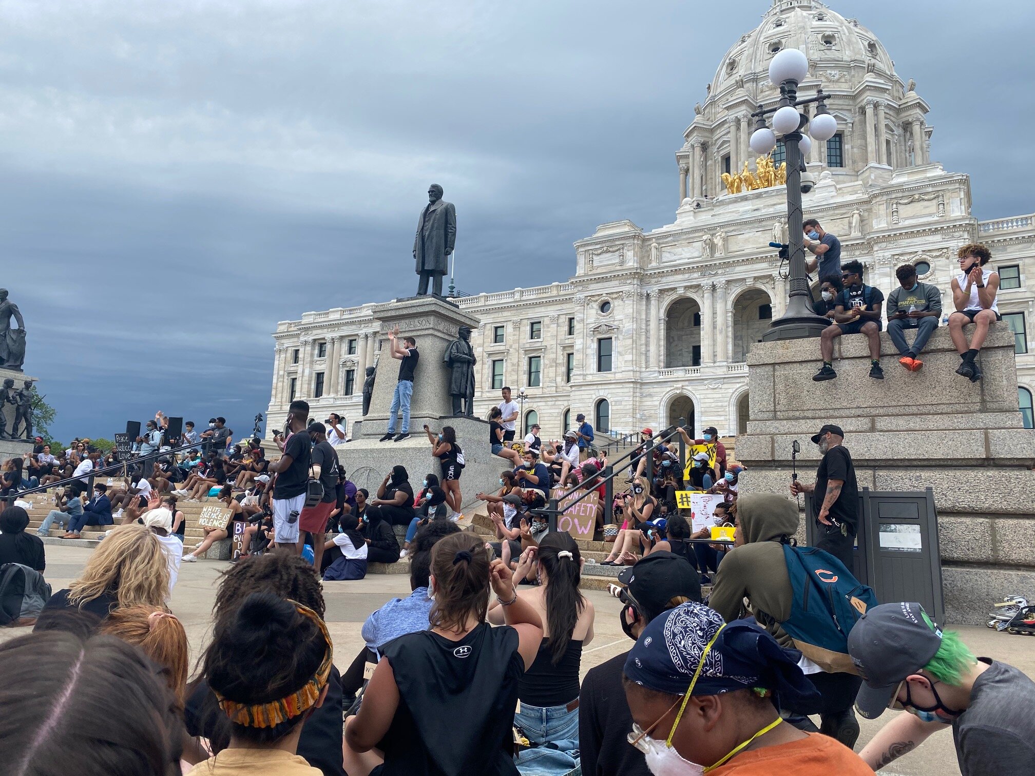  Protestors participated in a sit-in in front of the Minnesota State Capitol building in St. Paul, Minnesota on Tuesday, June 2, 2020.  Photo by: Amudalat Ajasa    