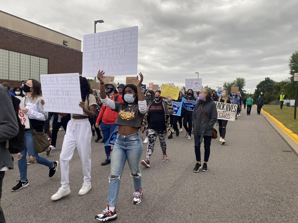   Demonstrators at the “Black Lives Matter Woodbury” protest in Minnesota.    