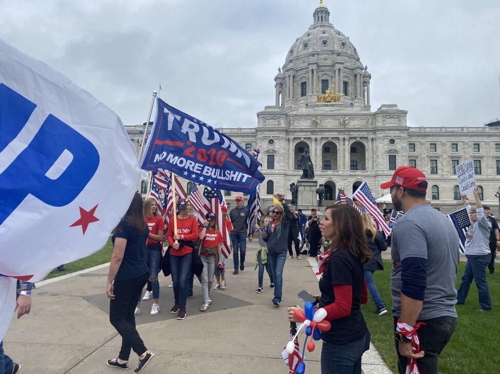   Demonstrators at the “United We Stand and Patriots March for America” protest in Minnesota.  