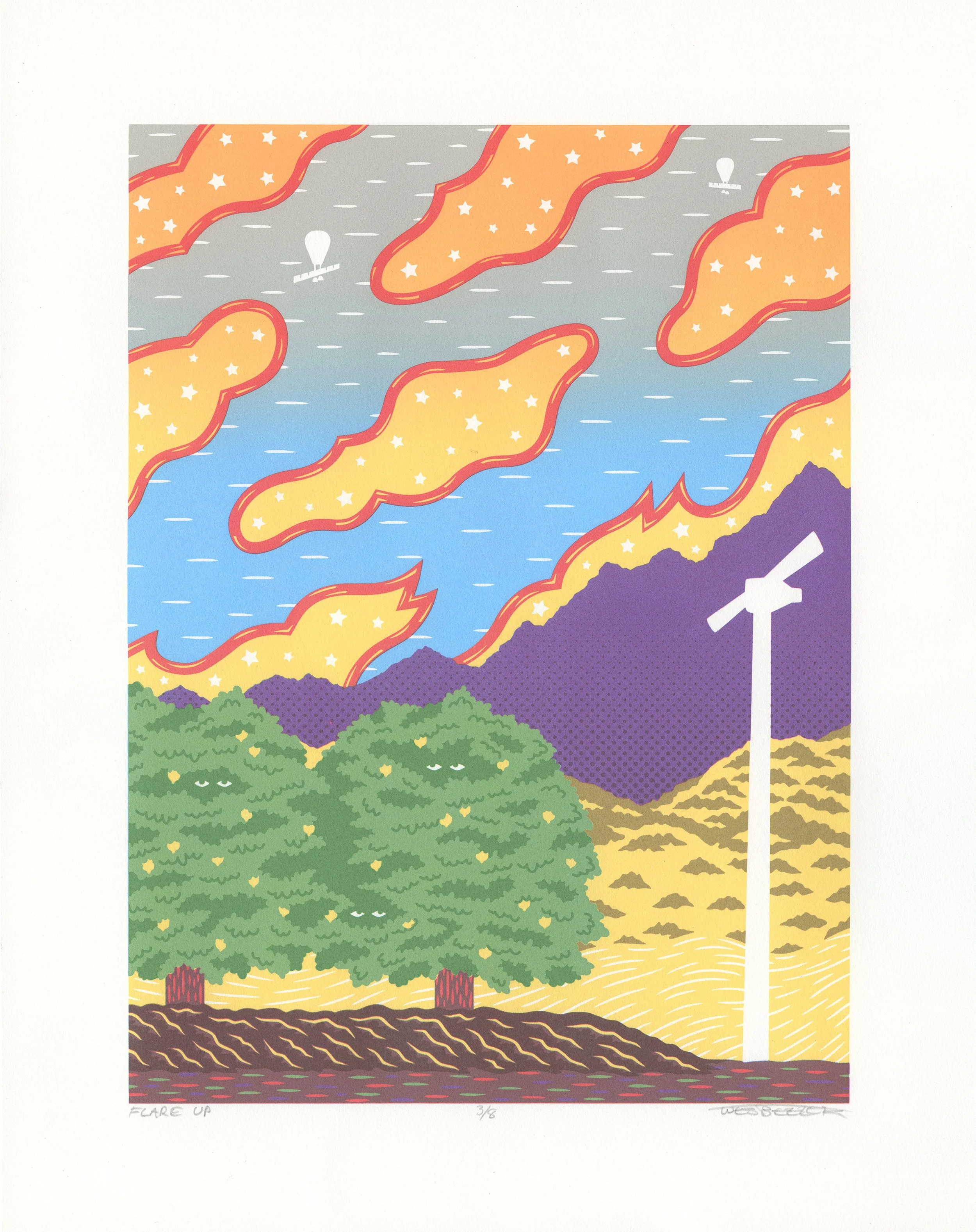   Flare Up   14” x 11”  Screen print 