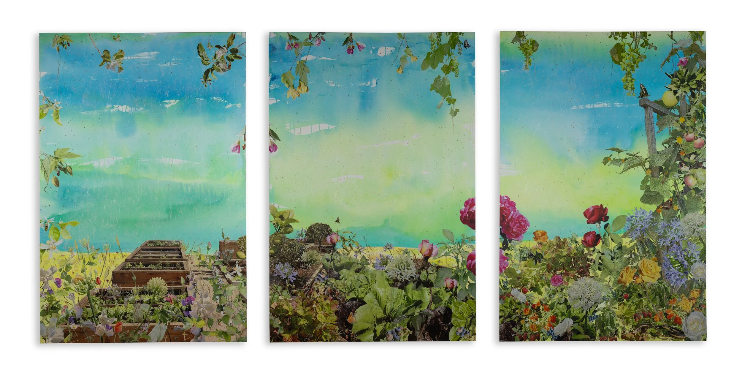 An Unfolding Garden, Montecito, 3 Panels, 48" x 72" each