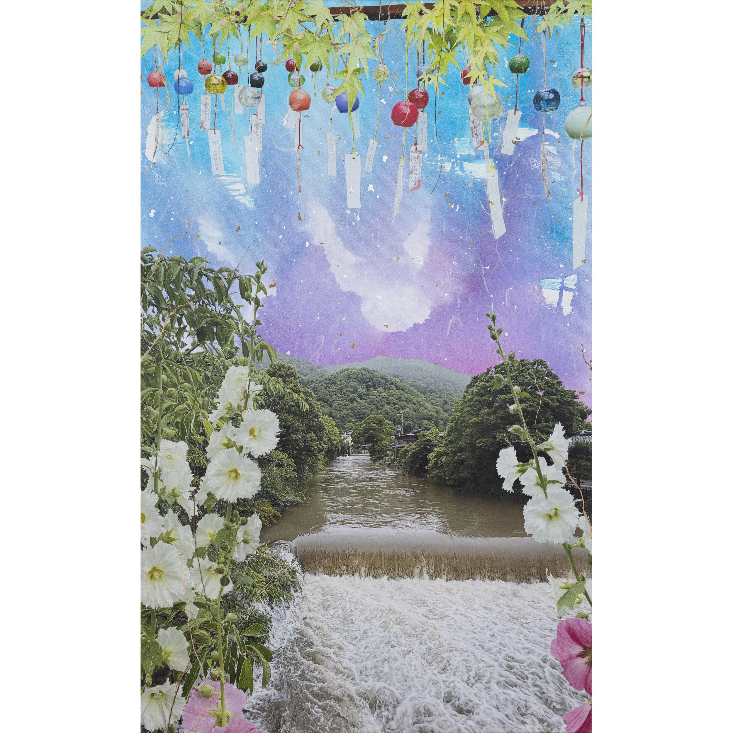 All the tears I have yet to cry, Plum Rain, 
18" x 29",  Hand cut kozo prints, gouache, layered papers and fibers on canvas

Available at Tiffany's Art Agency 