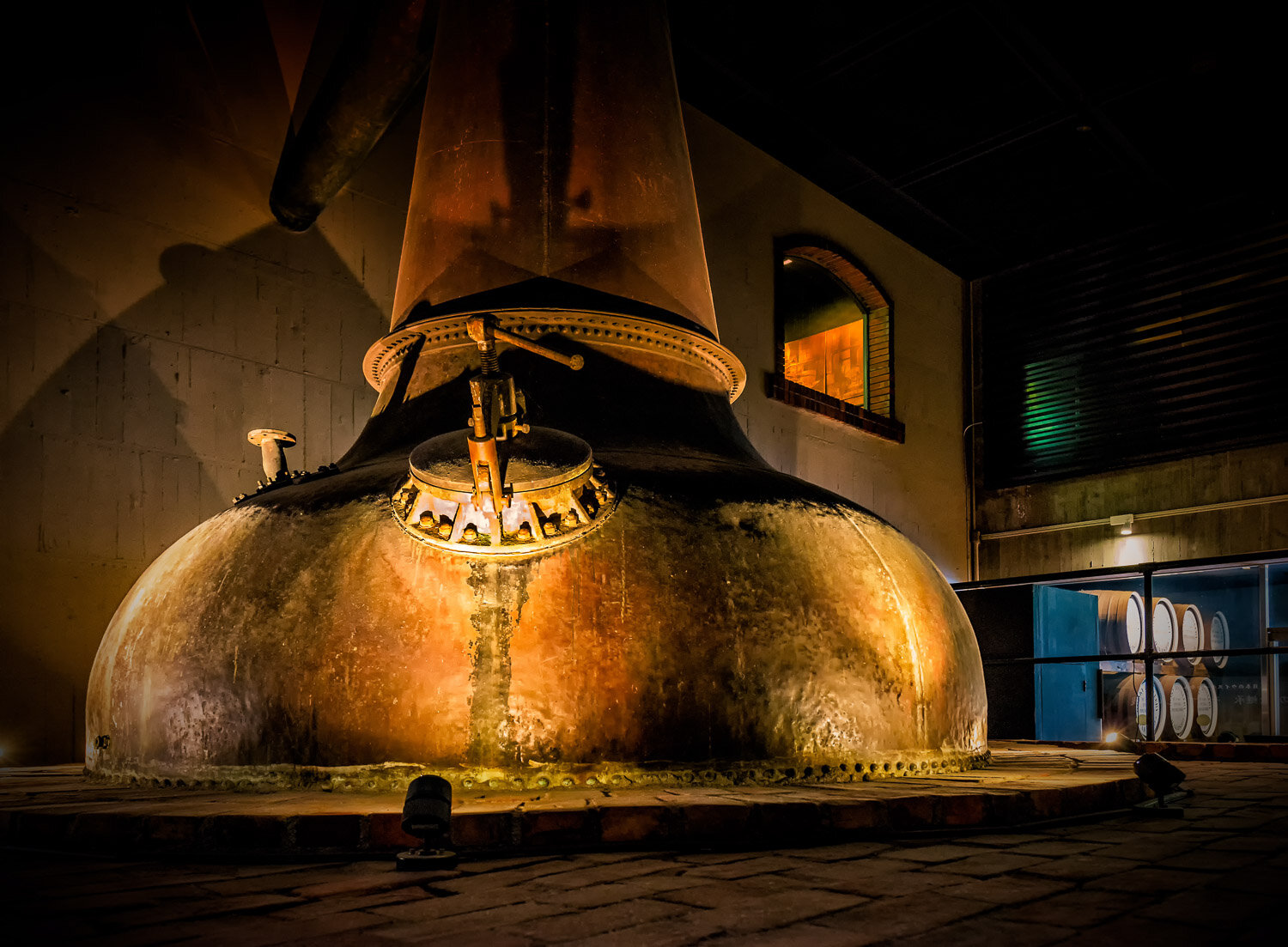Old pot still at Suntory Hakushu Distillery, Japan