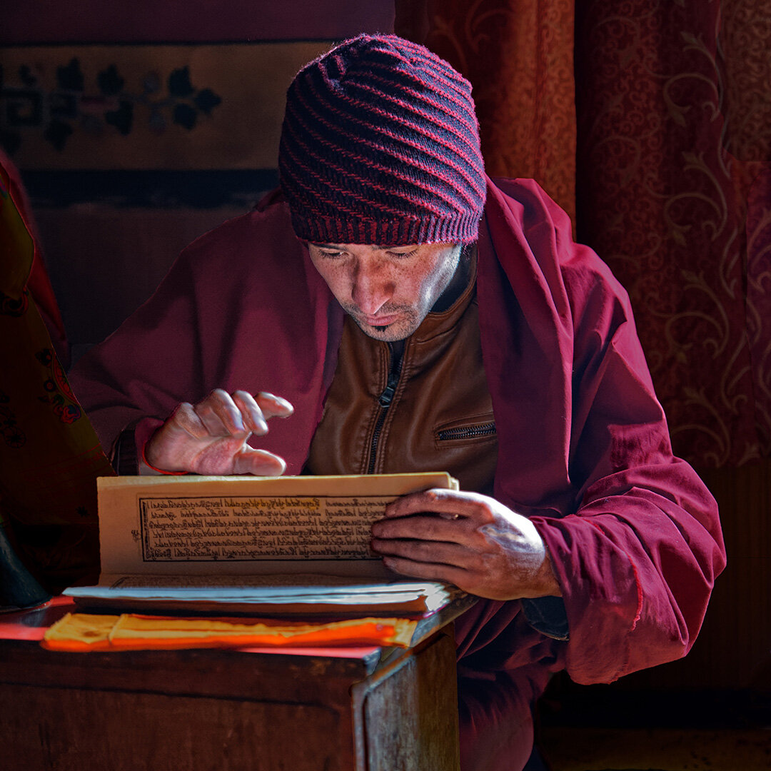 Praying Monk, Liker Monastery, Ladakh, IndiaPraying Monk, Liker Monastery, Ladakh, India