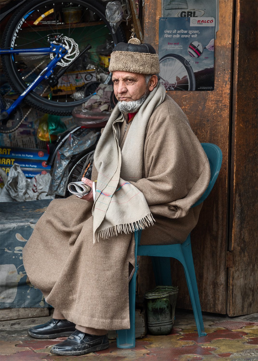 Man at Bicycle Shop; Srinagar, Kashmir