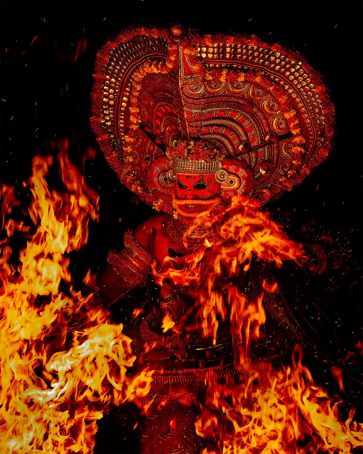 Fire Theyyam, Malabar Coast, India