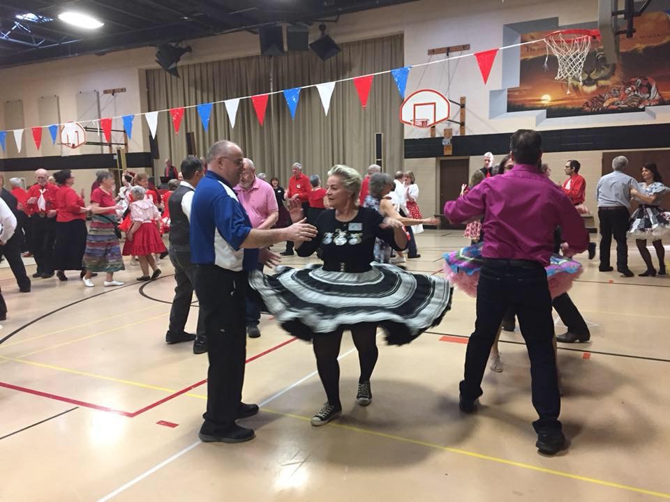   Kelly and Gunilla dancing up a storm at MCASD's 57th Annual Sweetheart Dance, 2/19/2017, at Trinity Lutheran Church in Roselle  