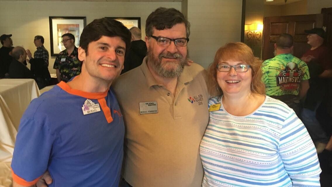   Michael, Michael, and Kathy at the Independence Squares' fly-in, 4/8/2017  