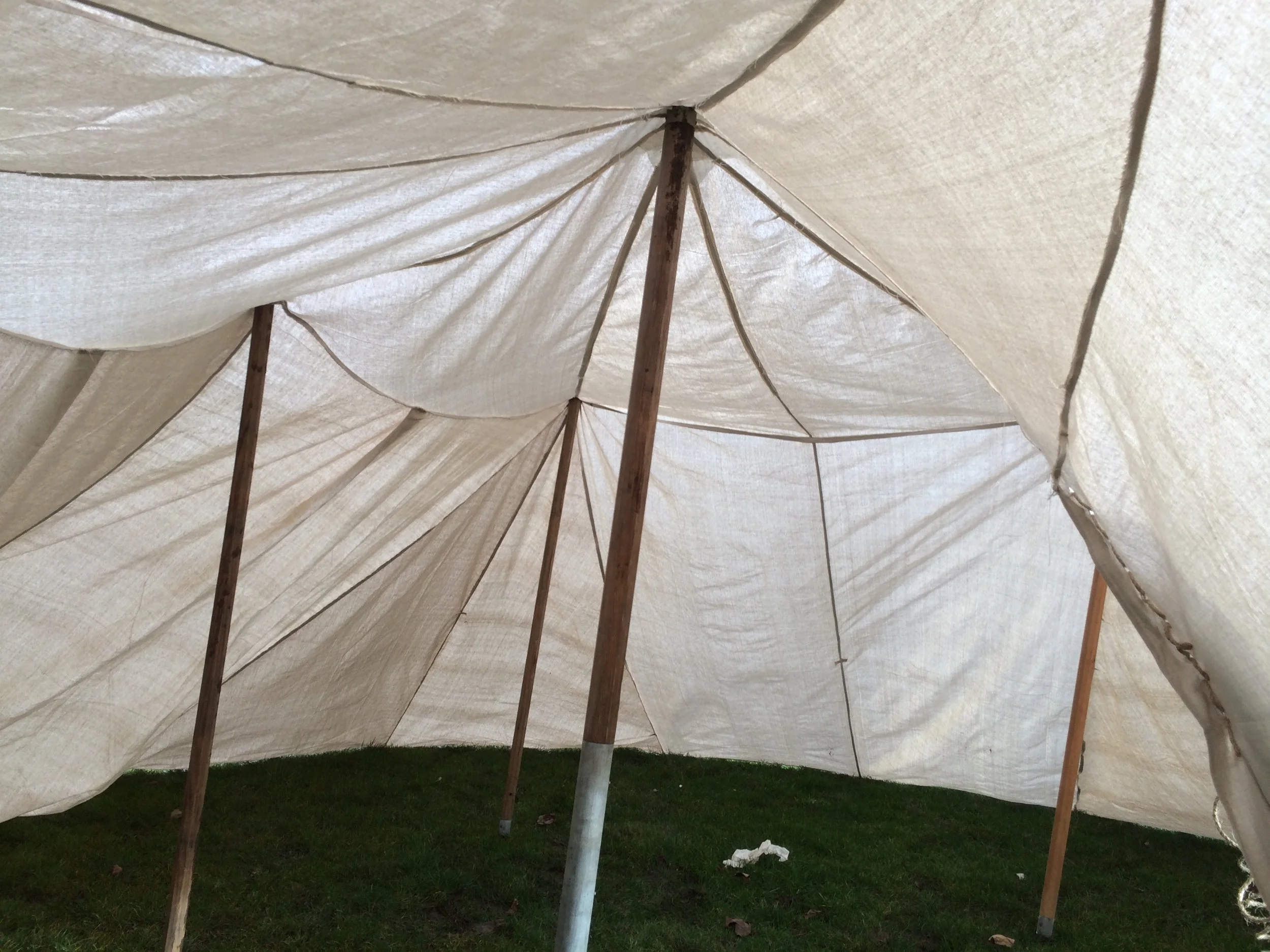 Cathedral tent; sewn from painter's canvas.