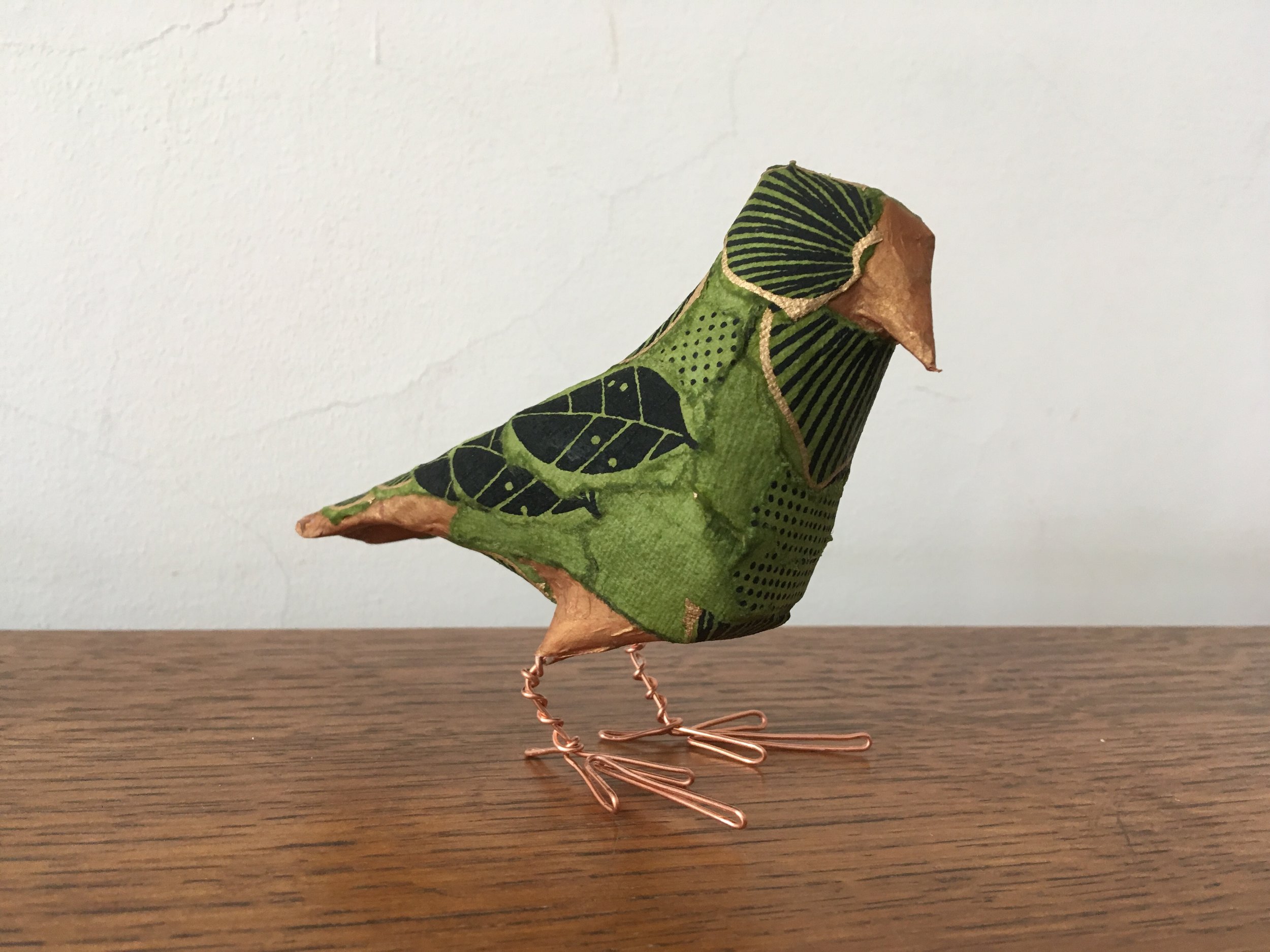 Green tsutsumi Japanese wrapping paper bird