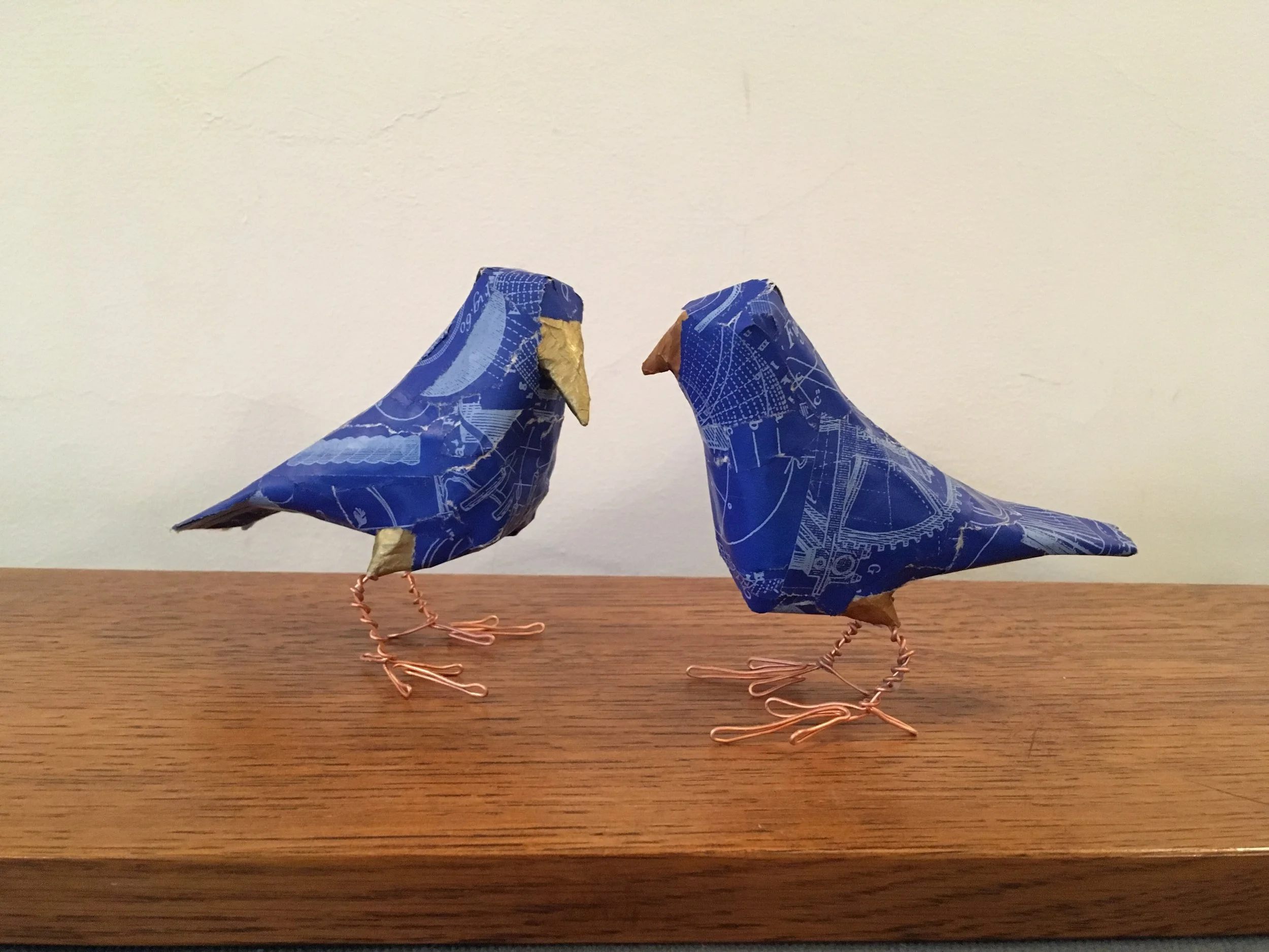 Pair of birthday diagram wrapping paper birds (2018)