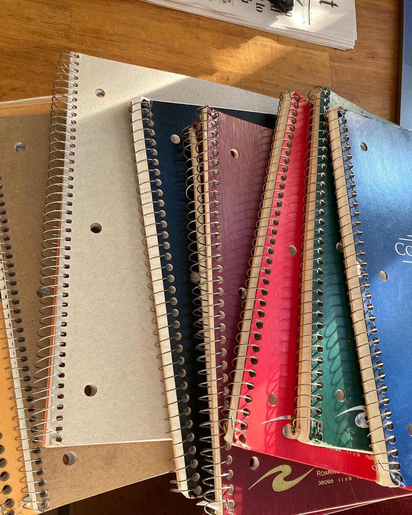 A new supply of spiral notebooks, sourced from a Buy Nothing exchange and passed on to me by the lovely folks at Galway Sustainable Capital for their commissioned installation. This is how we do it! Freeshare, reuse, recycle, transform, inspire. 
Rea