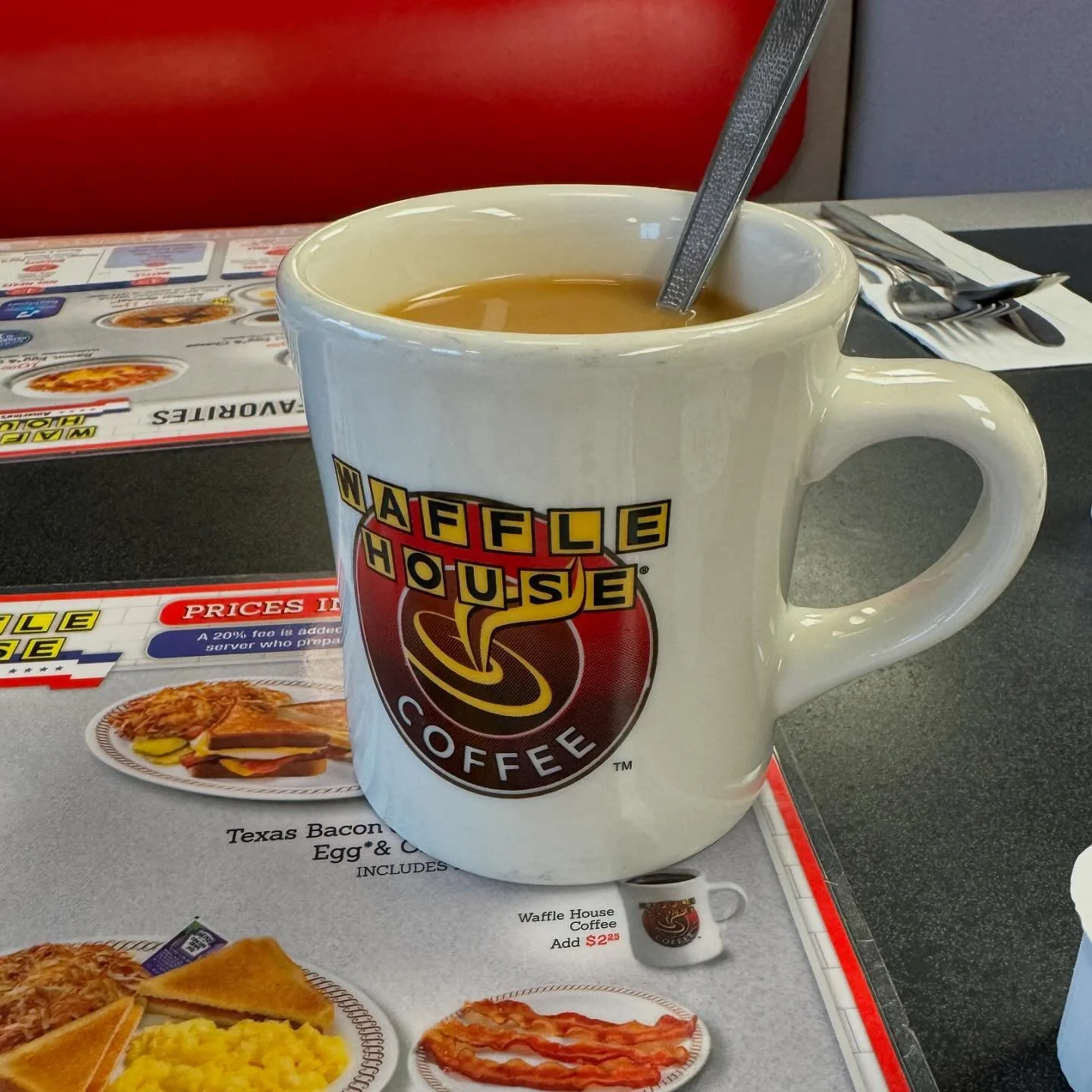 Waiting on a muffler. Time for breakfast. Super friendly and right down the road.
#wafflehouse
#artistinky
#custommug
#coffee
#waiting
#beherenow