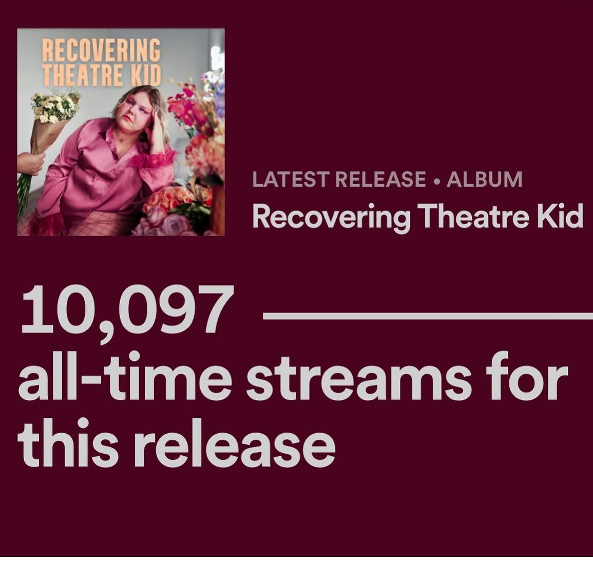 Fank you so much for listening to my music 😢😢💜💜

And massive shoutout to @tinnitist for this beautiful little review of Recovering Theatre Kid!!! While it&rsquo;s hard for us indie kids to make this career work these days, indie blogs and journal
