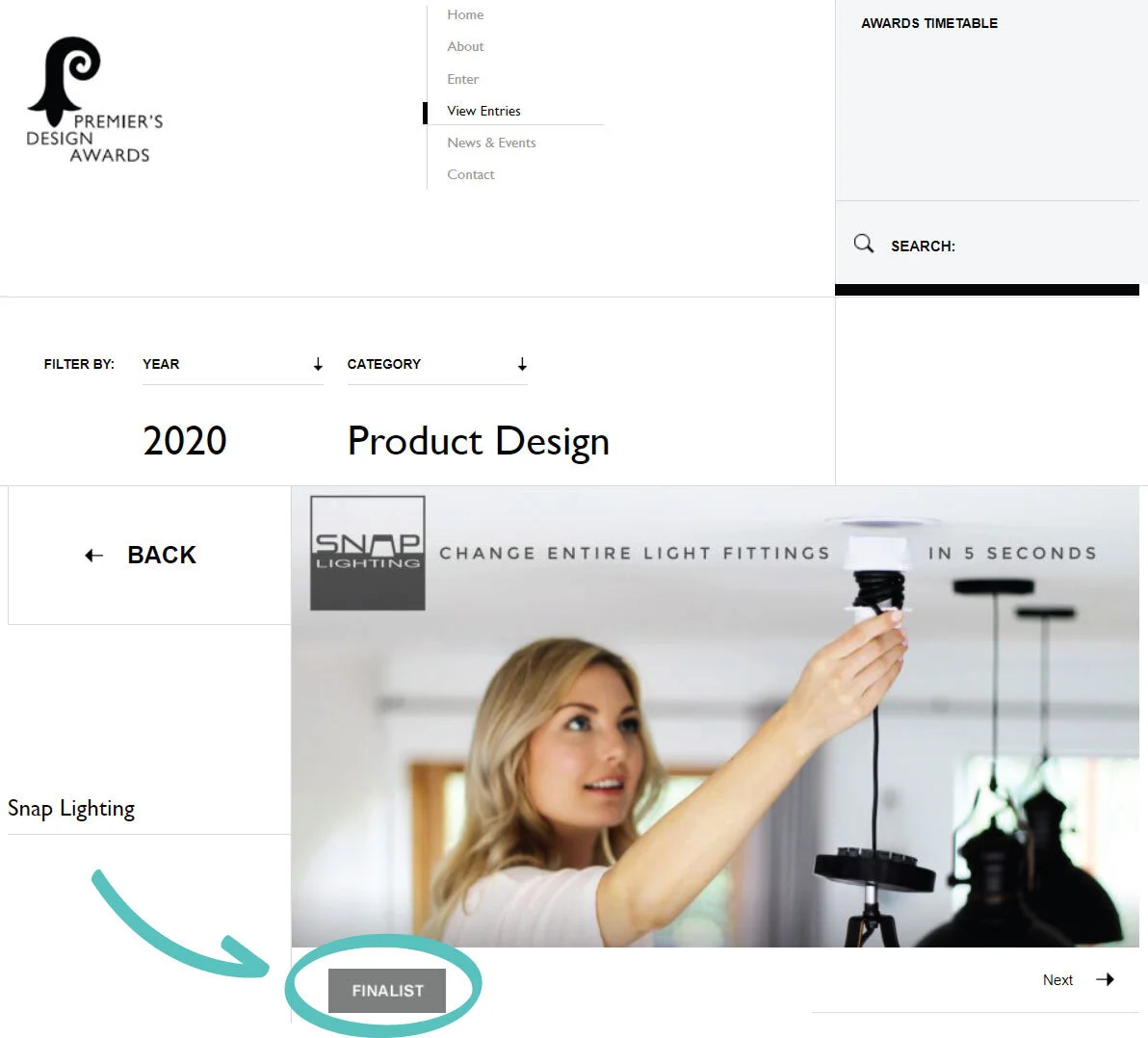 Snap Lighting is a FINALIST!