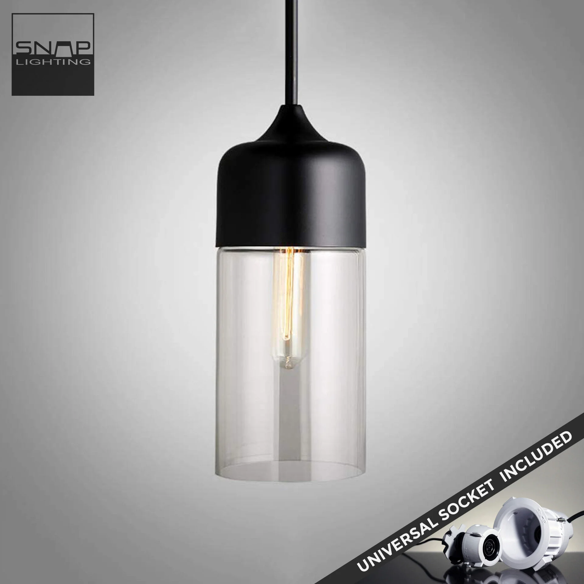 Snap Lighting — Arabella Black Dome Pendant Light Kit