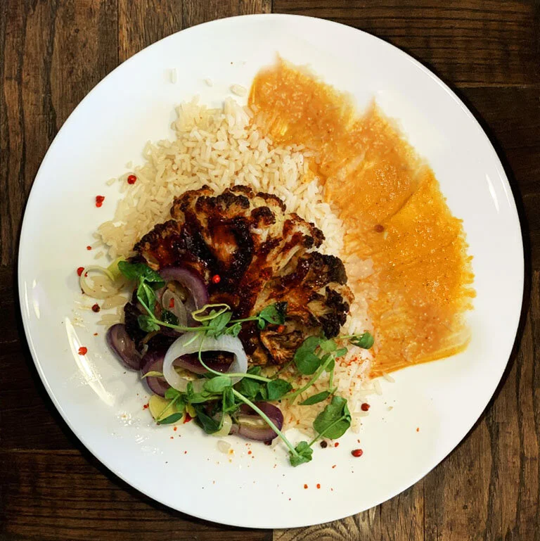 Cauliflower Steak with Rice 