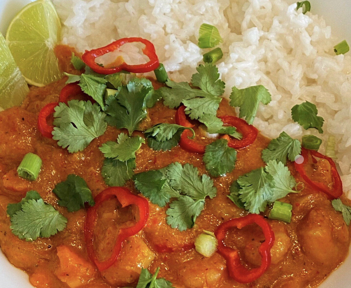 Shrimp Thai Red Curry (Peppery) 