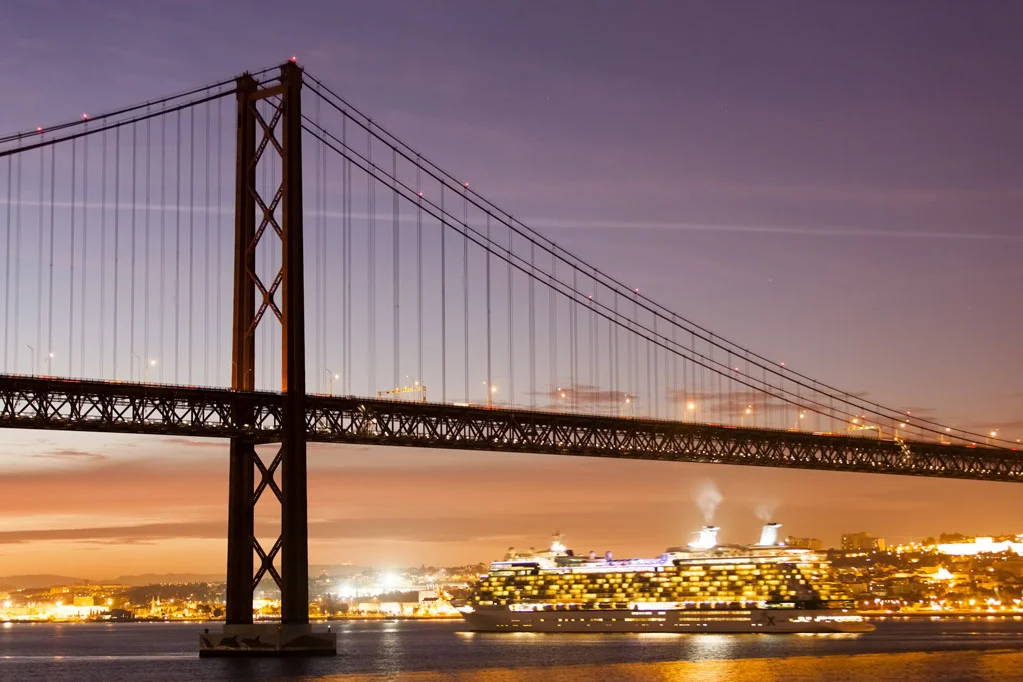 Cruise at Dawn under the 25 de Abril Bridge