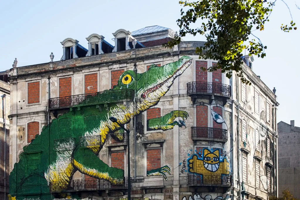 Street art at Picoas in the streets of Lisbon made by the graffi