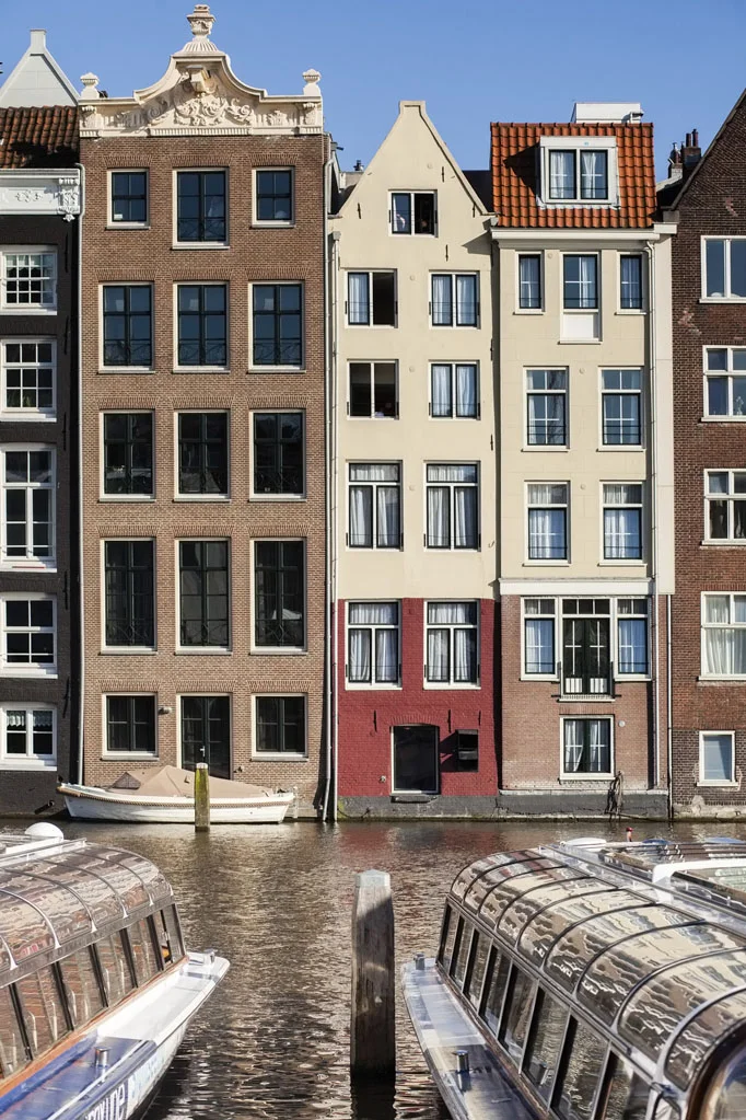 Canal with Boats and Typical Dutch Houses