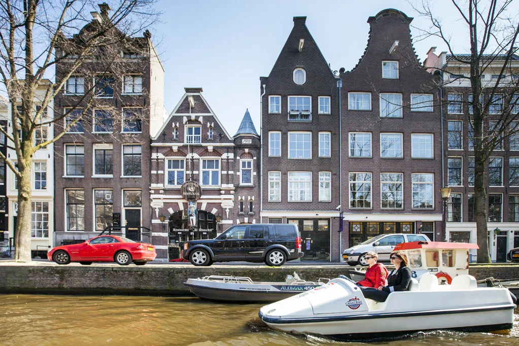 Canal with Boats and Typical Dutch Houses