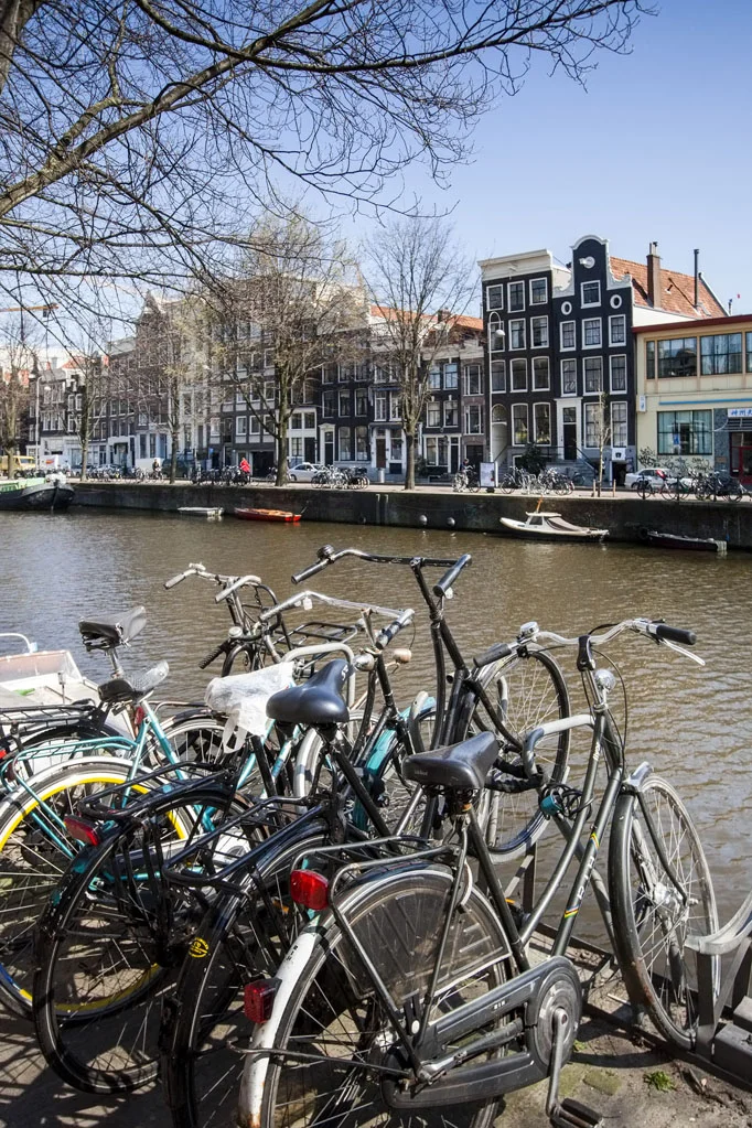 Canal with Boats and Typical Dutch Houses