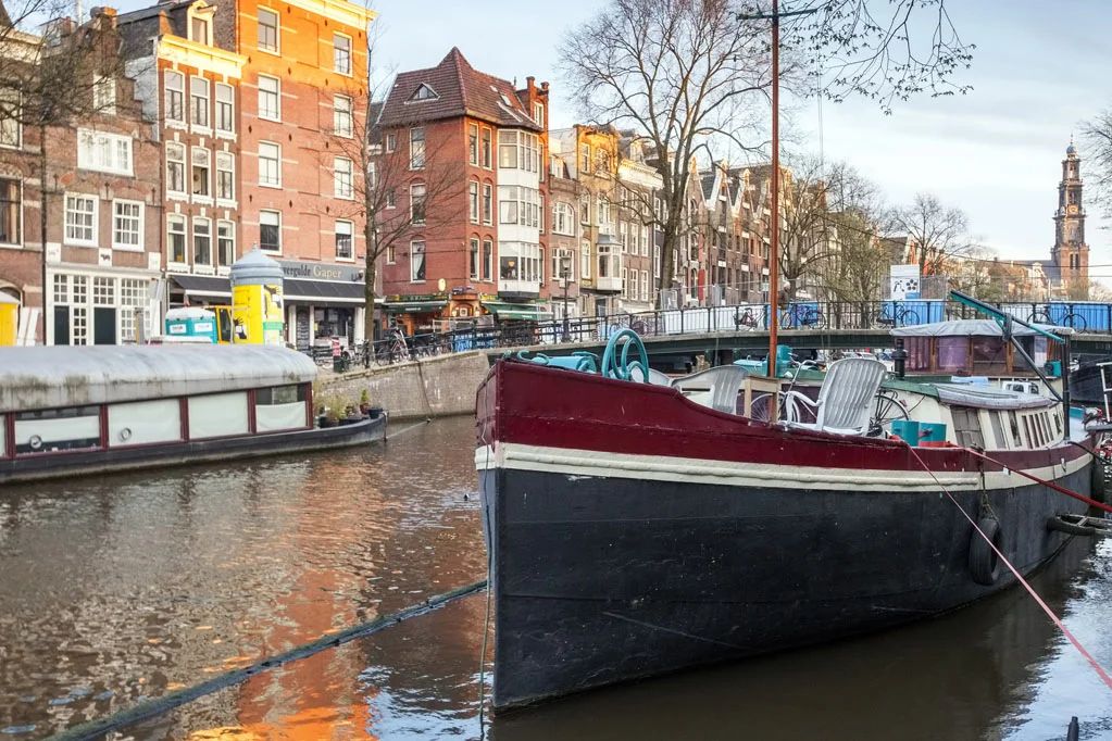 Prinsengracht Canal and Westerkerk Church