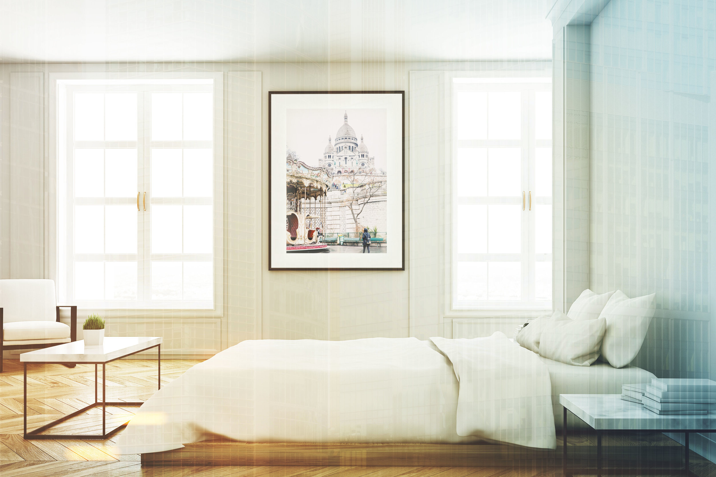 View of a bedroom with poster toned