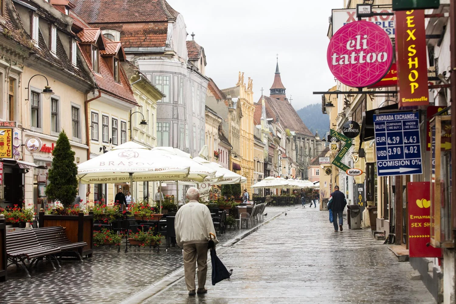 Raining in the streets of Brasov