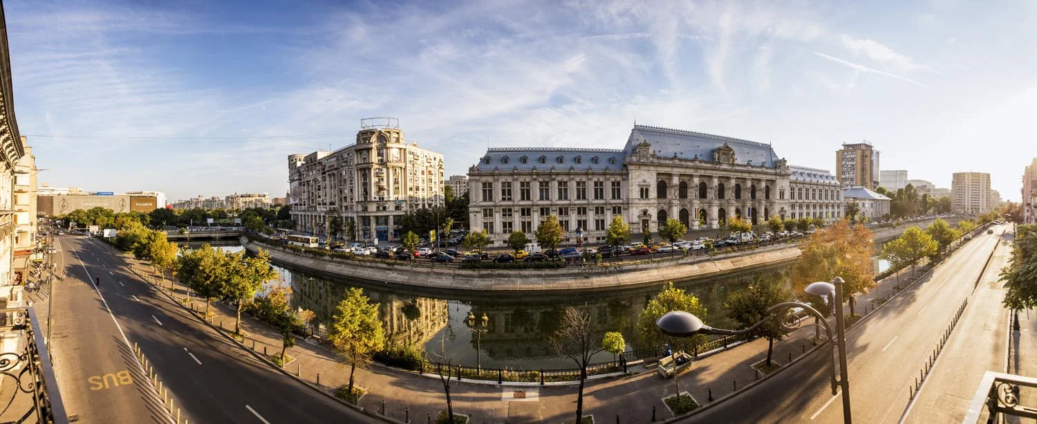 Panoramic view of a the river in Bucharest