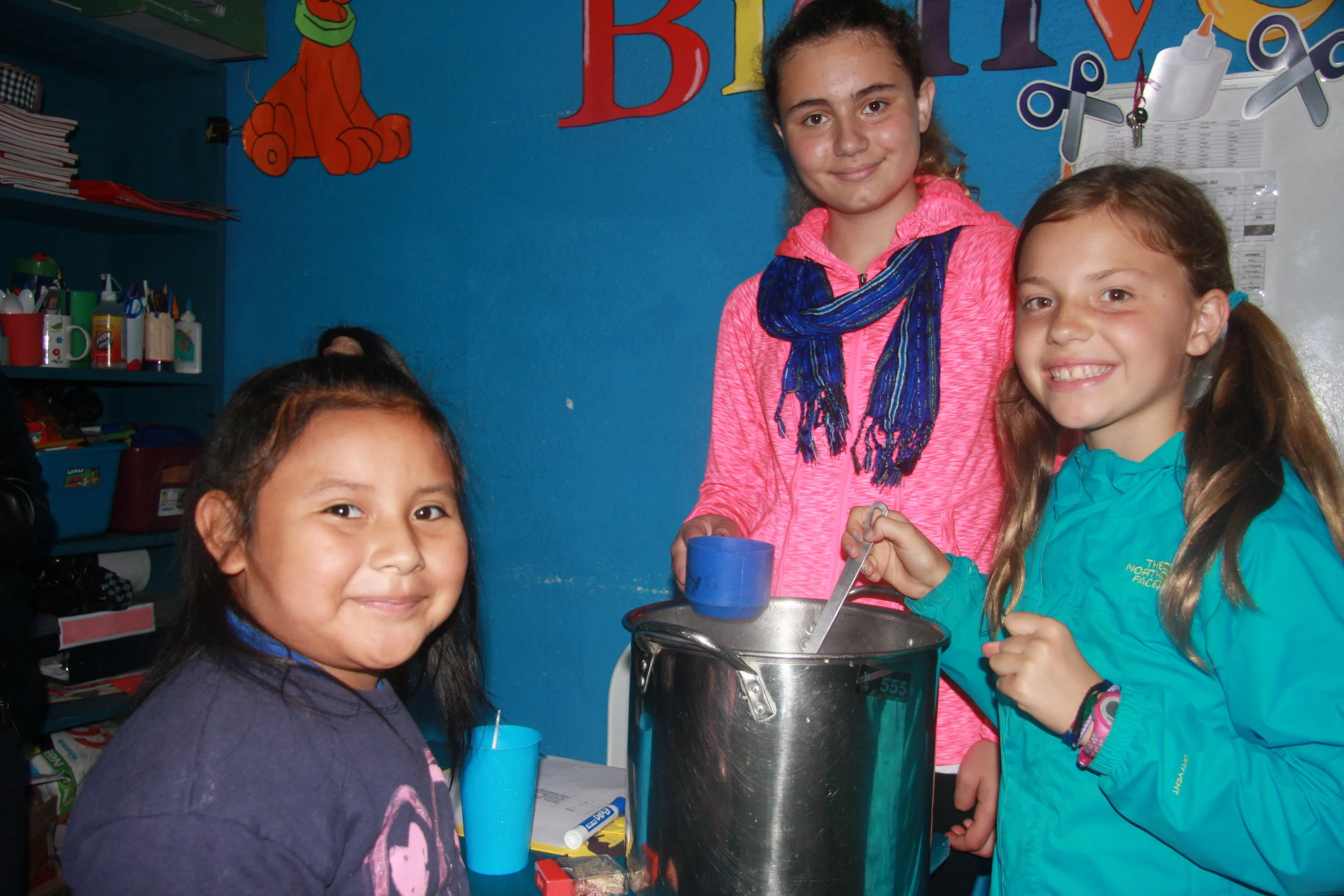  Serving porridge to the students. 