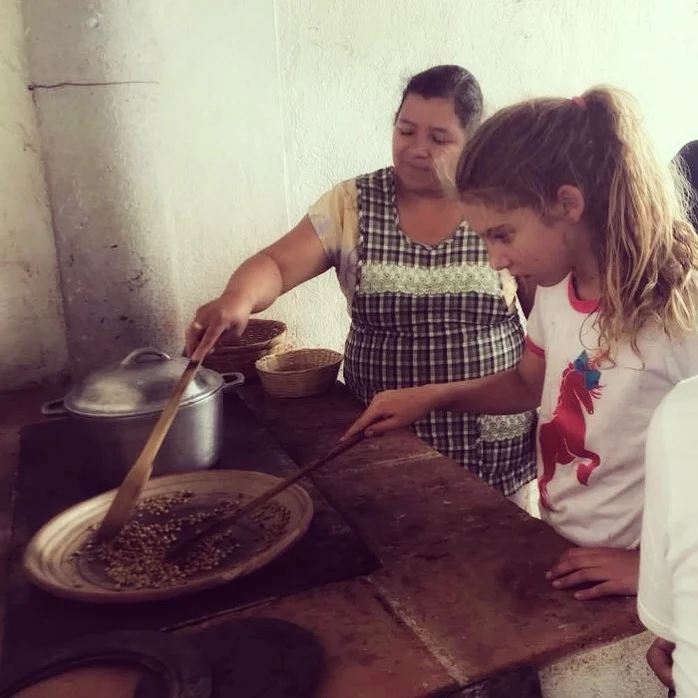  Roasting the coffee beans. 
