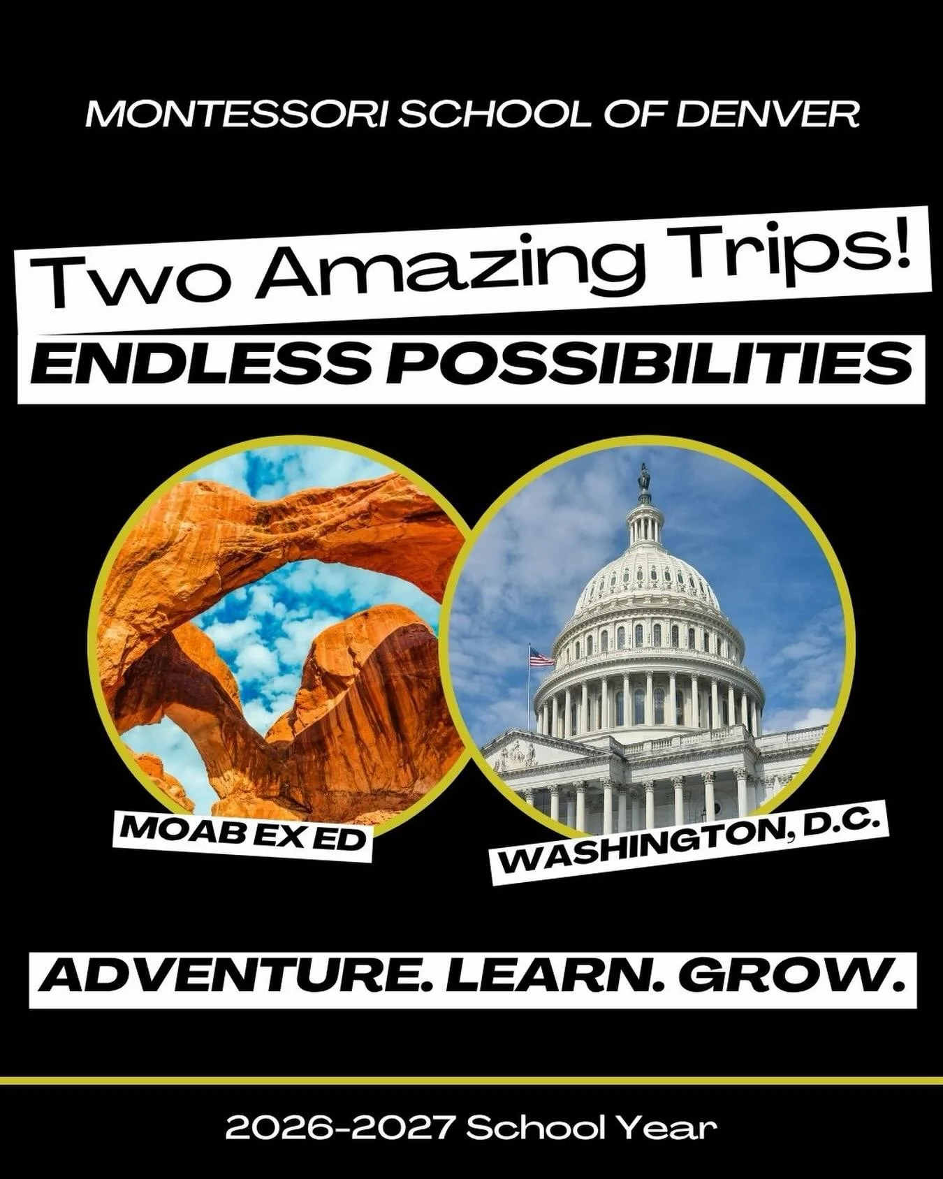 Learning beyond the classroom is calling!

Simply Venture is excited to partner with Montessori School of Denver on two unforgettable student travel experiences for the upcoming school year:

🏜️ Moab Ex Ed Explore the breathtaking landscape of Arche