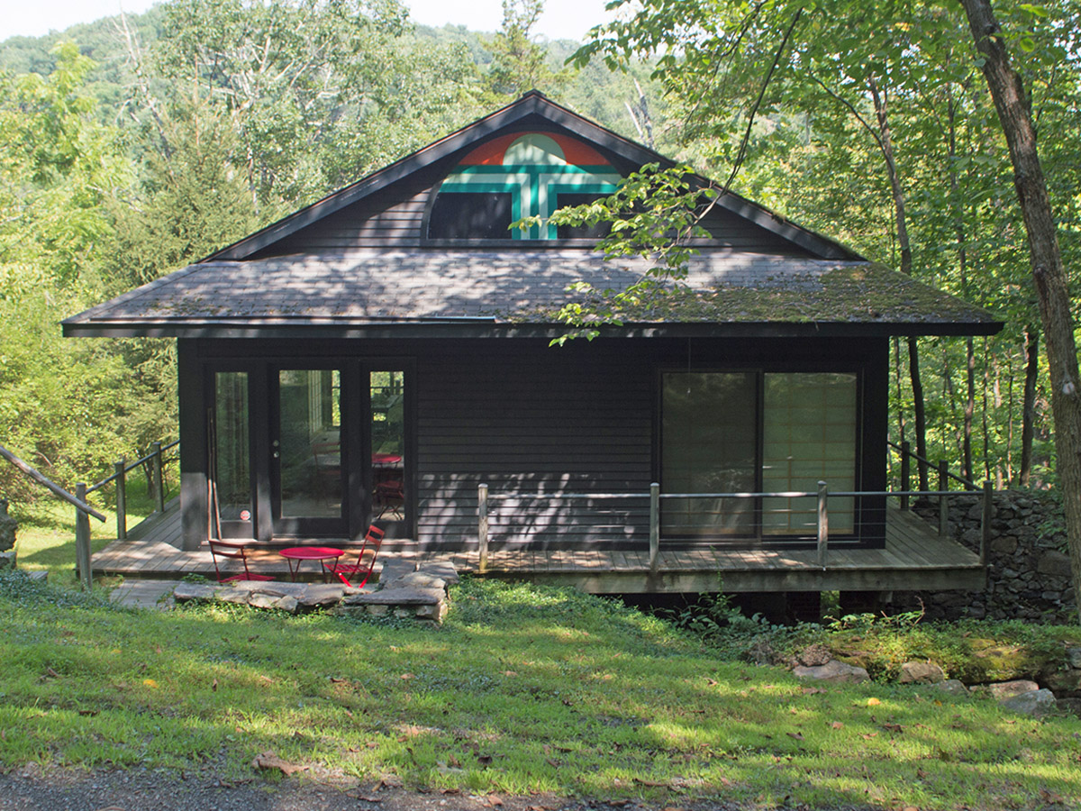 Our Japanese-inspired guesthouse sits by itself among 20 wooded acres.