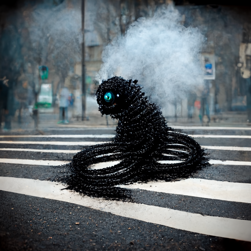 roosphere_a_shiny_black-_coiled_creature_in_the_street_which_va_8e461a55-51d7-4da5-b337-caabc6407bde.png