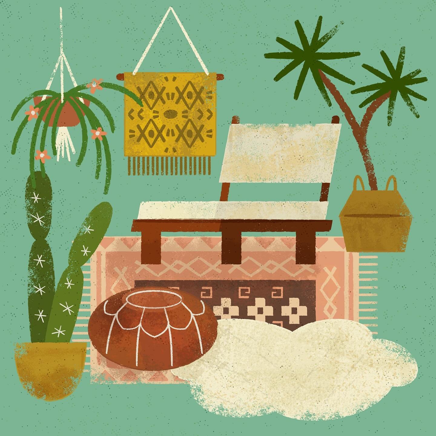 layered rug jungle vibes ✨🌿🌵

#editorialillustration #midcenturyillustration
#jungalow 
#illustration
#doodleadaymay 
#vectorillustration
#designinspiration
#giftcardillustration
#spotillustration
#logochallenge
#groovy
#packagingdesign
#graphicgan