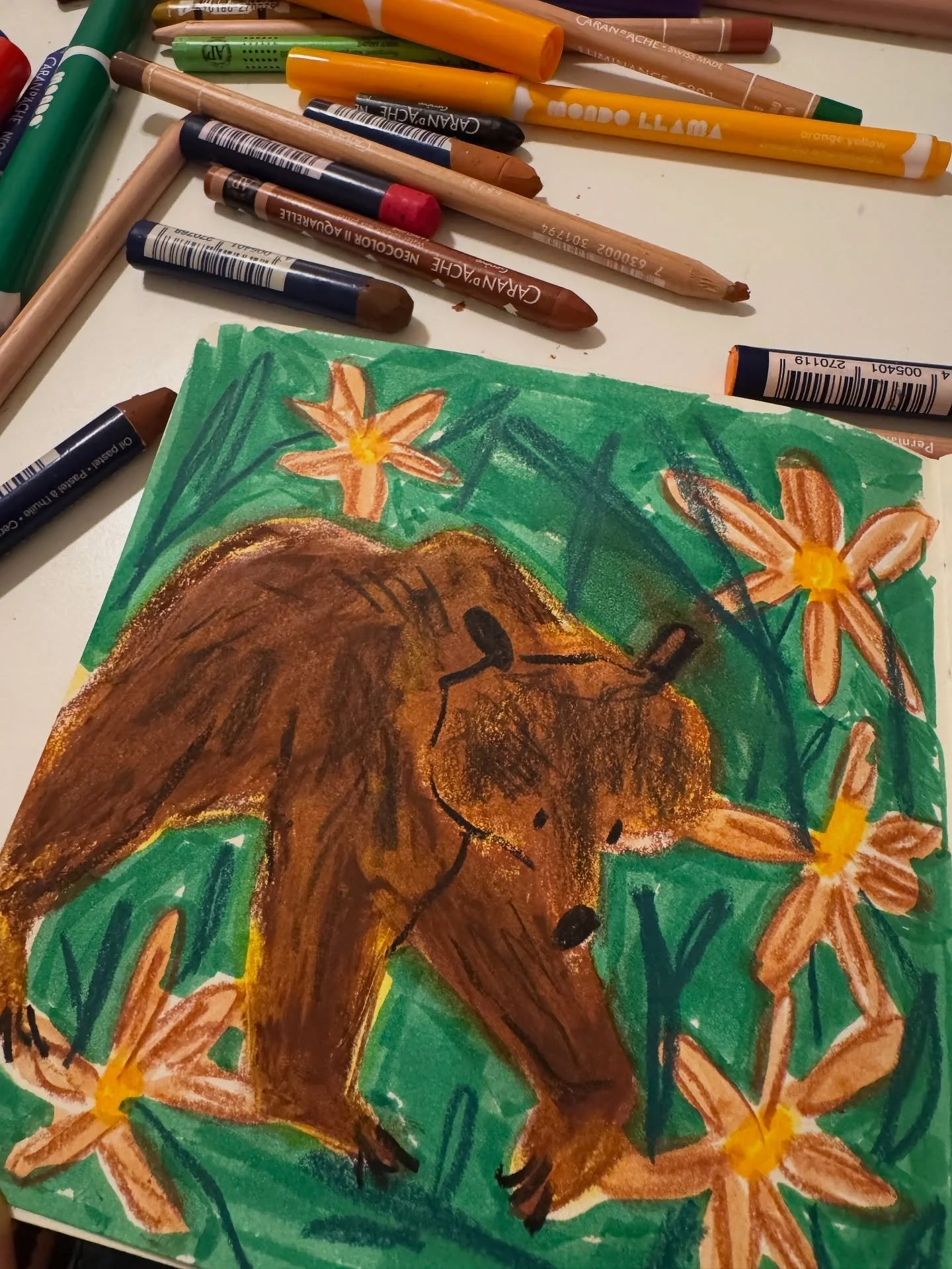 trying something new 🖍️

#editorialillustration #midcenturyillustration
#bear 
#mixedmedia 
#sketchbook
#pastels 
#designinspiration
#sketchbookchallenge 
#spotillustration
#brownbear 
#texture 
#packagingdesign
#graphicgang
#womenwhoillustrate 
#dr