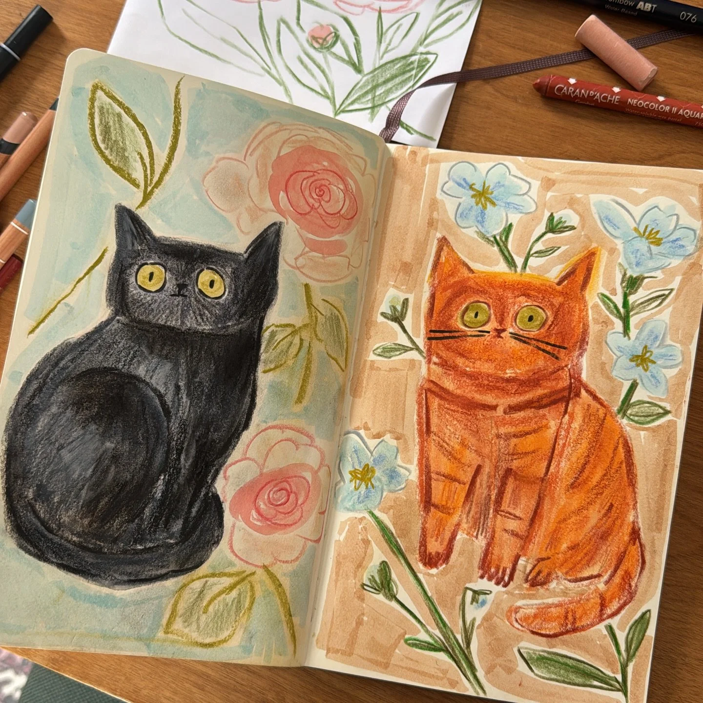 sketchbook 🖍️

#editorialillustration #midcenturyillustration
#cats 
#mixedmedia 
#sketchbook
#pastels 
#designinspiration
#sketchbookchallenge 
#spotillustration
#catsofinstagram 
#texture 
#packagingdesign
#graphicgang
#womenwhoillustrate 
#drawnb